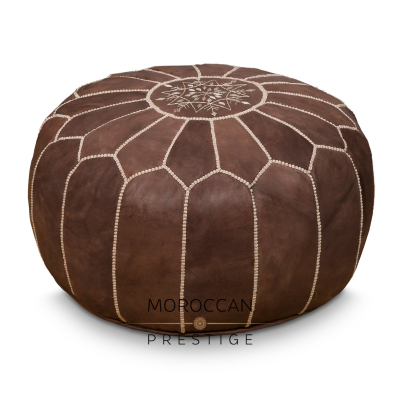 Cocoa Moroccan Leather Pouf